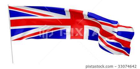Long flag of United Kingdom on flagpole 33074642