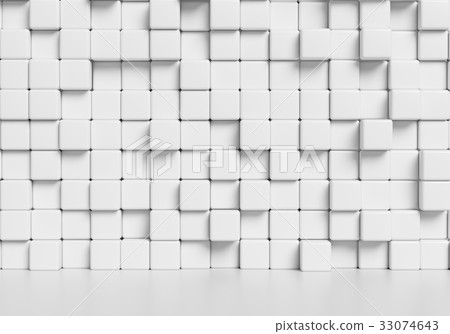 White cubes wall and white floor 3d background White cubes wall and white floor 3d background 33074643