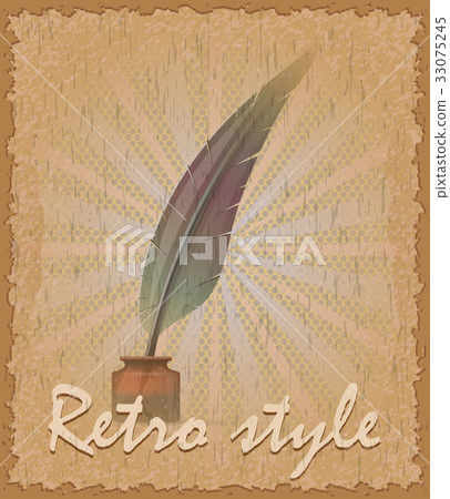 retro style poster old feather and inkwell vector 33075245