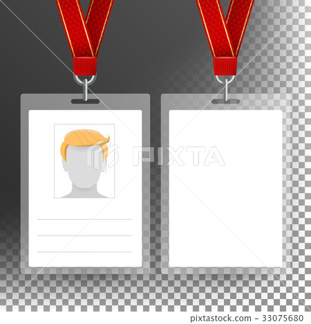 Blank Badge With Ribbon, Lanyard Vector Blank Badge With Ribbon, Lanyard Vector 33075680