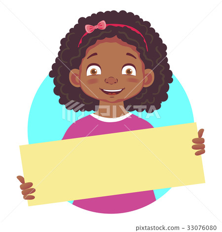 african girl holding blank poster-smile 33076080