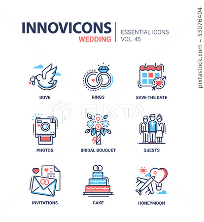 Wedding - modern vector line design icons set 33076404