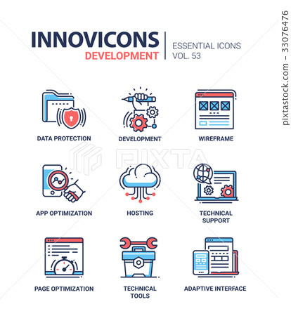 Web Page Development - modern vector line icons - Stock Illustration ...
