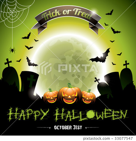 Vector illustration on a Happy Halloween theme 33077547