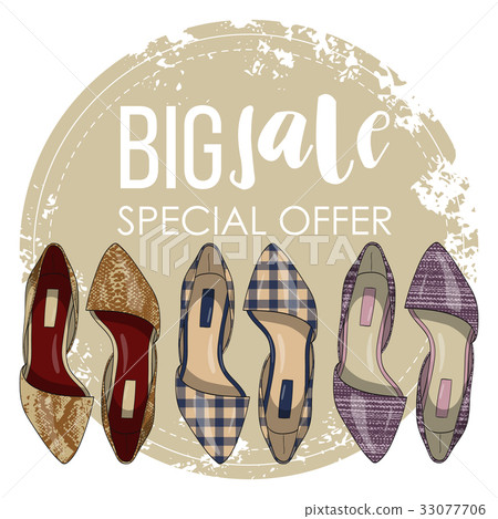 Fashion vector sketch womens shoes. 33077706