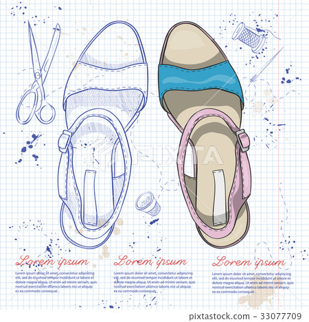 Fashion vector sketch womens shoes. 33077709