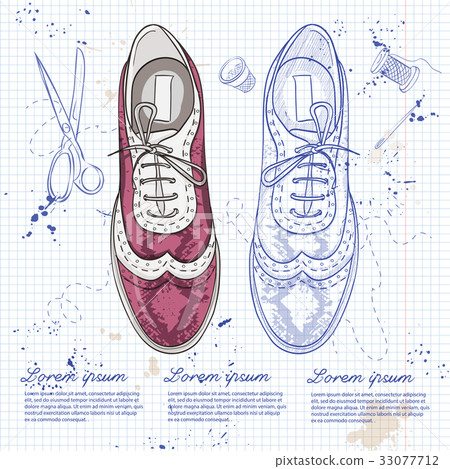 Fashion vector sketch womens shoes. 33077712