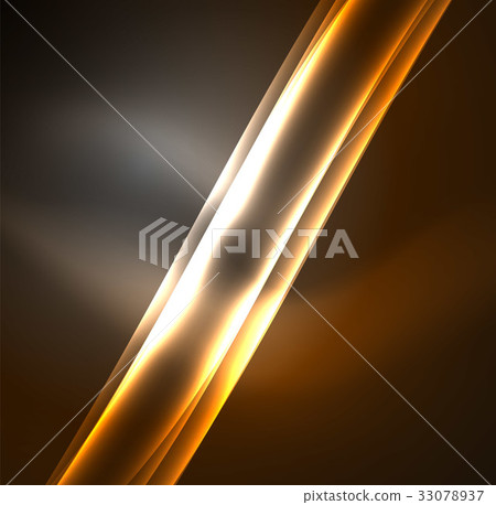 Energy lines, glowing waves in the dark, vector 33078937