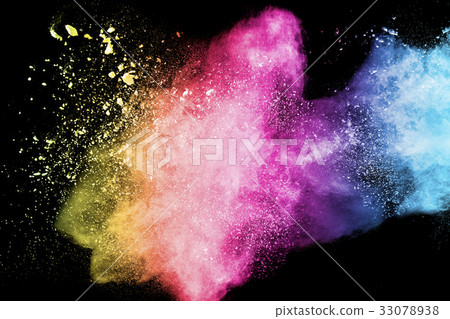 abstract color dust explosion on white background. 33078938
