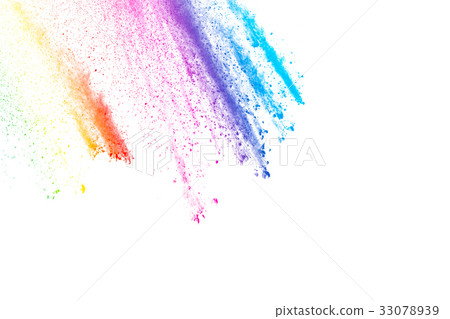 abstract color dust explosion on white background. 33078939