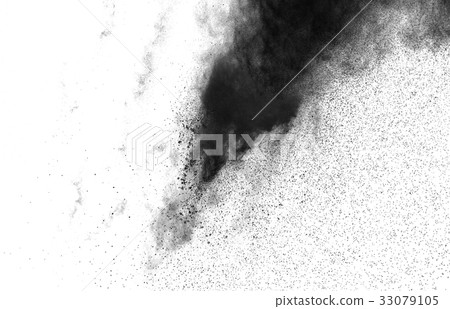 particles of charcoal on white background, 33079105
