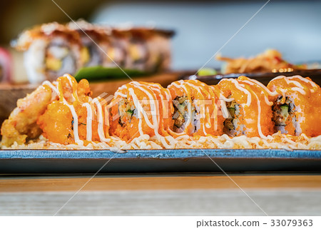 Different array of fresh sushi 33079363