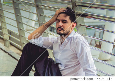 Businessman fired from the job is sad. 33080412