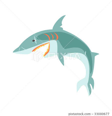 Reef shark showing the mouth and teeth cartoon 33080677