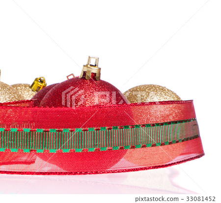 christmas balls with big ribbon around christmas balls with big ribbon around 33081452