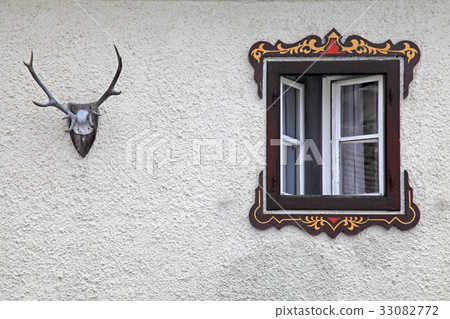 bavarian rural window with frame decorations bavarian rural window with frame decorations 33082772