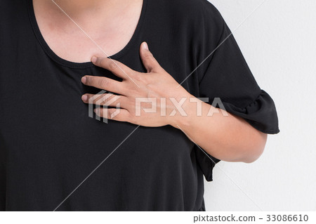 sick middle age woman suffering from heart attack sick middle age woman suffering from heart attack 33086610