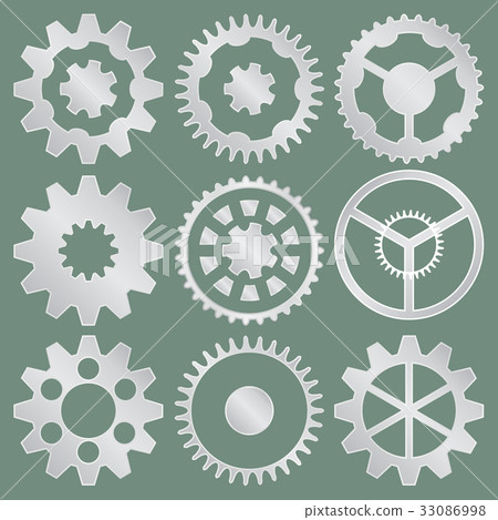 Vector collection of aluminum gear wheels 33086998