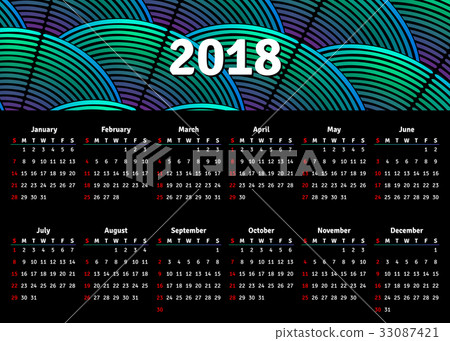 Calendar 2018 horizontal A4 format starts on Calendar 2018 horizontal A4 format starts on 33087421