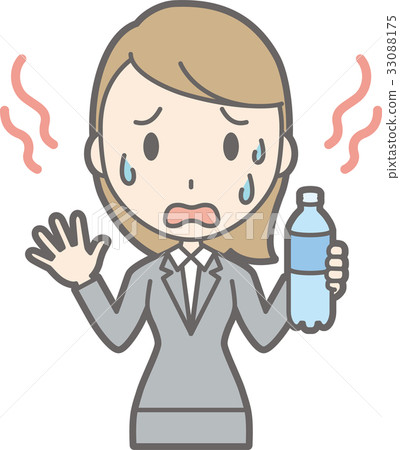 Illustration where a young woman in a suit is hot 33088175