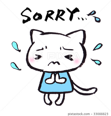 插图素材: 恼人的白猫sorry英语