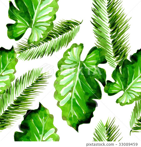 Tropical Hawaii leaves palm tree pattern in a Tropical Hawaii leaves palm tree pattern in a 33089459