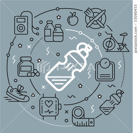 Line circle flat illustration fitness sport 33090455