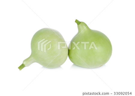 whole green calabash on white background whole green calabash on white background 33092054