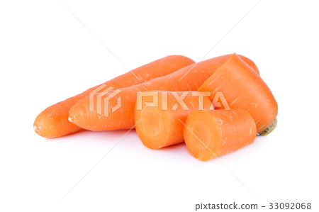 portion cut and whole fresh carrot on white portion cut and whole fresh carrot on white 33092068