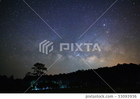 milky way galaxy and silhouette of tree with cloud milky way galaxy and silhouette of tree with cloud 33093936