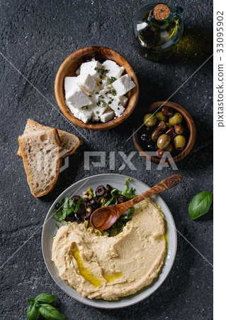 Hummus with olives and herbs Hummus with olives and herbs 33095902