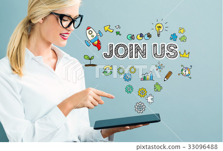 Join Us text with business woman 33096488