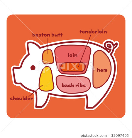 食物插圖/豬肉的一部分（英語） 33097405