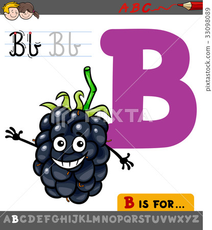 Letter B With Cartoon Blackberry Fruit - Stock Illustration [33098089 ...