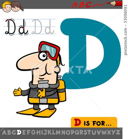 letter d with cartoon diver letter d with cartoon diver 33098091