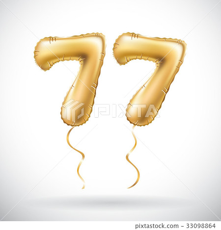 Golden number 77 seventy seven metallic balloon Golden number 77 seventy seven metallic balloon 33098864