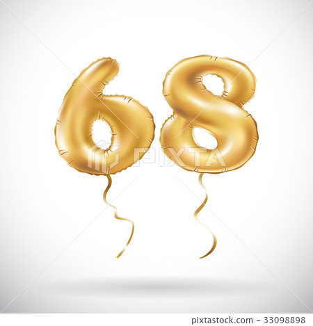 Golden number 68 sixty eight metallic balloon 33098898