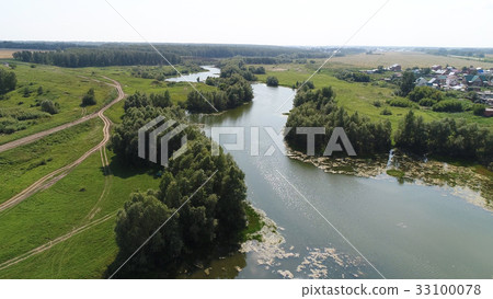 drone flight over the river. beautiful small 33100078