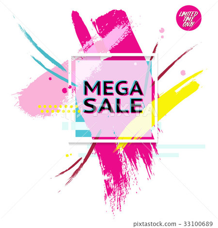 Vector banner with text Mega Sale for emotion and 33100689