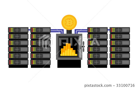 Golden bitcoin digital currency. vector 33100716