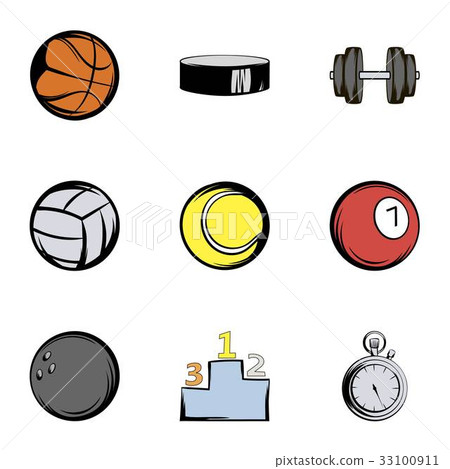 Sport Equipment Icons Set Cartoon Style Stock Illustration 33100911 Pixta