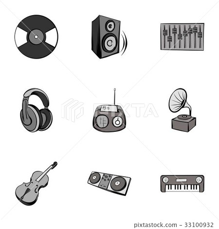 Tune icons set, gray monochrome style Tune icons set, gray monochrome style 33100932