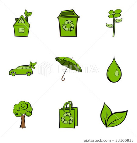 Nature icons set, cartoon style 33100933