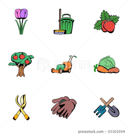 Grower icons set, cartoon style 33101034