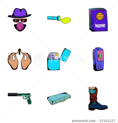 Danger icons set, cartoon style Danger icons set, cartoon style 33101227