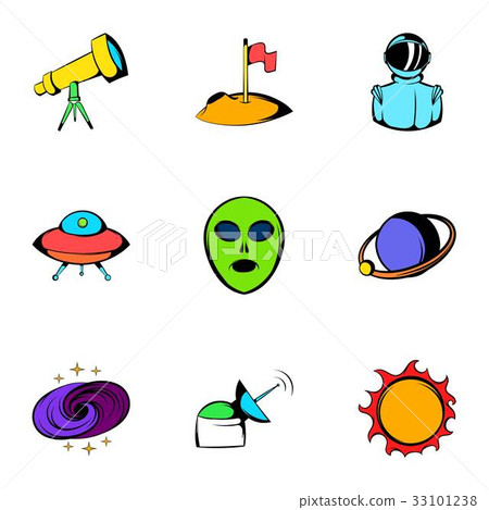 Astronomy icons set, cartoon style 33101238