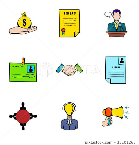 Resume icons set, cartoon style 33101265