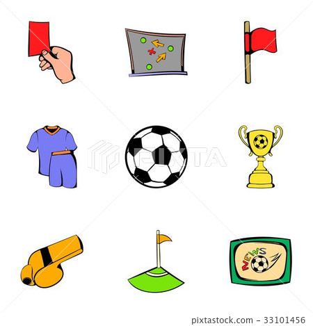 Soccer icons set, cartoon style 33101456