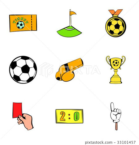 Soccer field icons set, cartoon style Soccer field icons set, cartoon style 33101457
