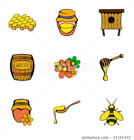 Bee icons set, cartoon style 33101472
